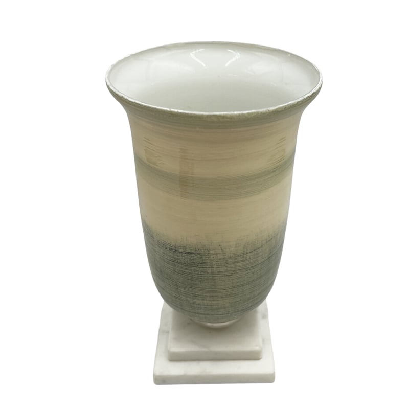 Bergamo Art Decorative Handmade Aluminum Glass Marble Cup Flower Vase in Green