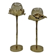 Bergamo Art Set of 2 Decorative Handmade Aluminum and Glass Candle Holder Gold