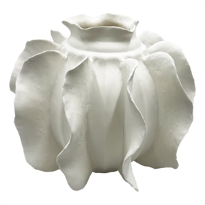 Bergamo Art 11 Inch Wide White Ceramic Vase in White