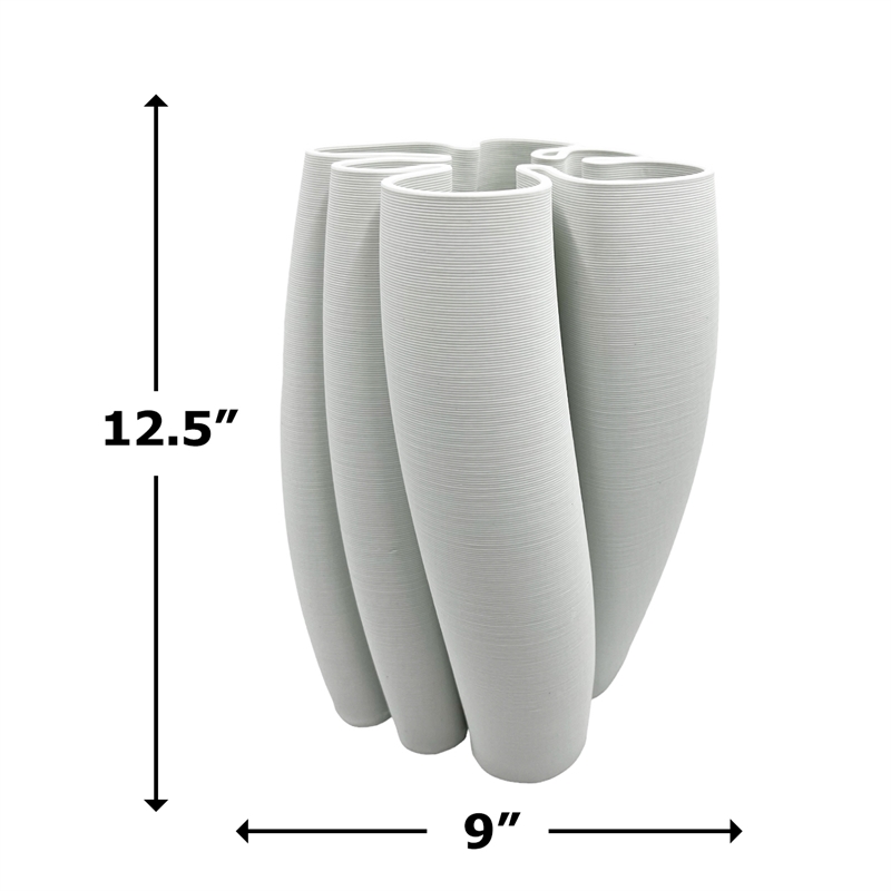 Bergamo Art 11 Inch Tall White Ceramic Vase in White