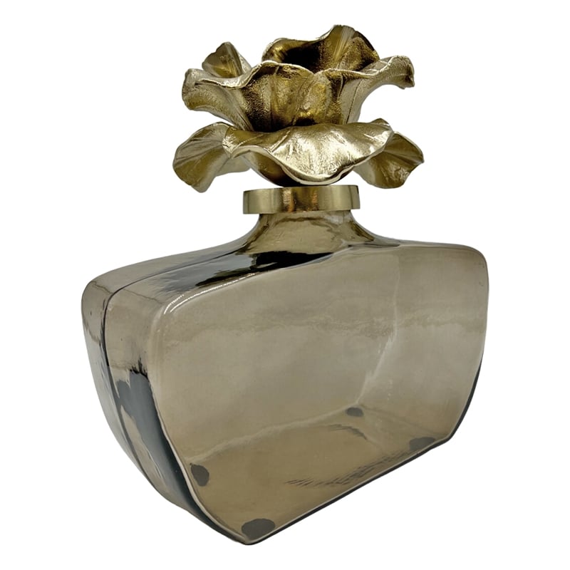Bergamo Art Decorative Handmade Aluminum and Glass Perfume Bottle Sculpture Gold