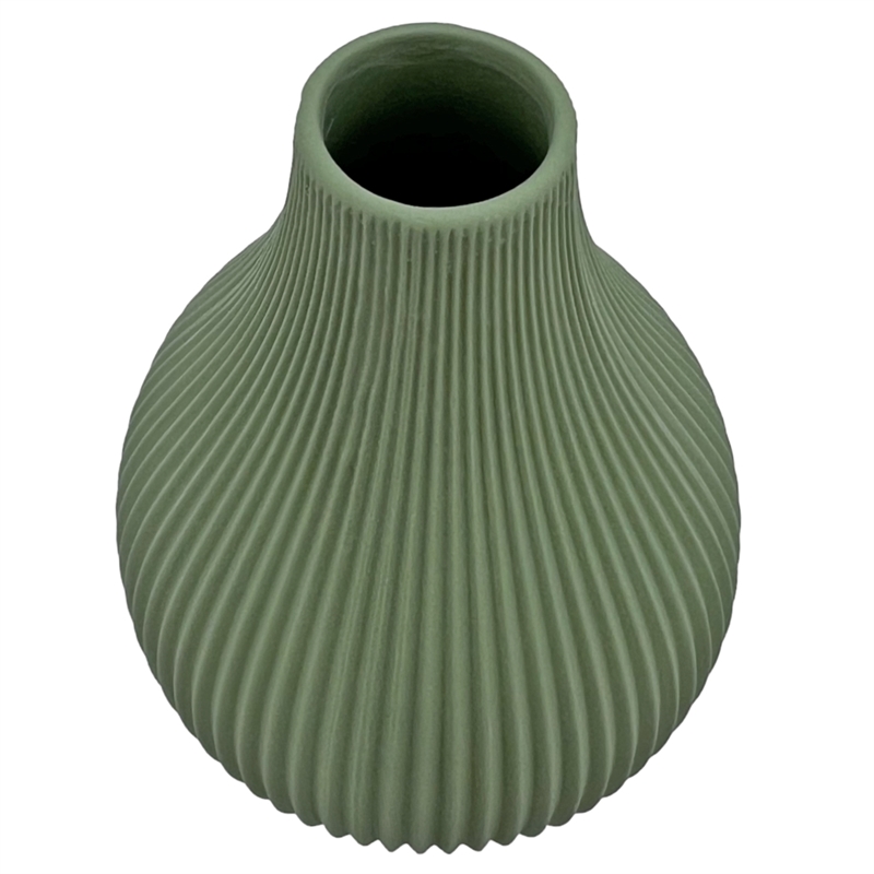 Bergamo Art Onion Shape Ceramic Vase in Green