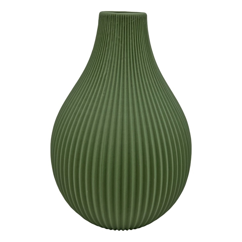 Bergamo Art Onion Shape Ceramic Vase in Green