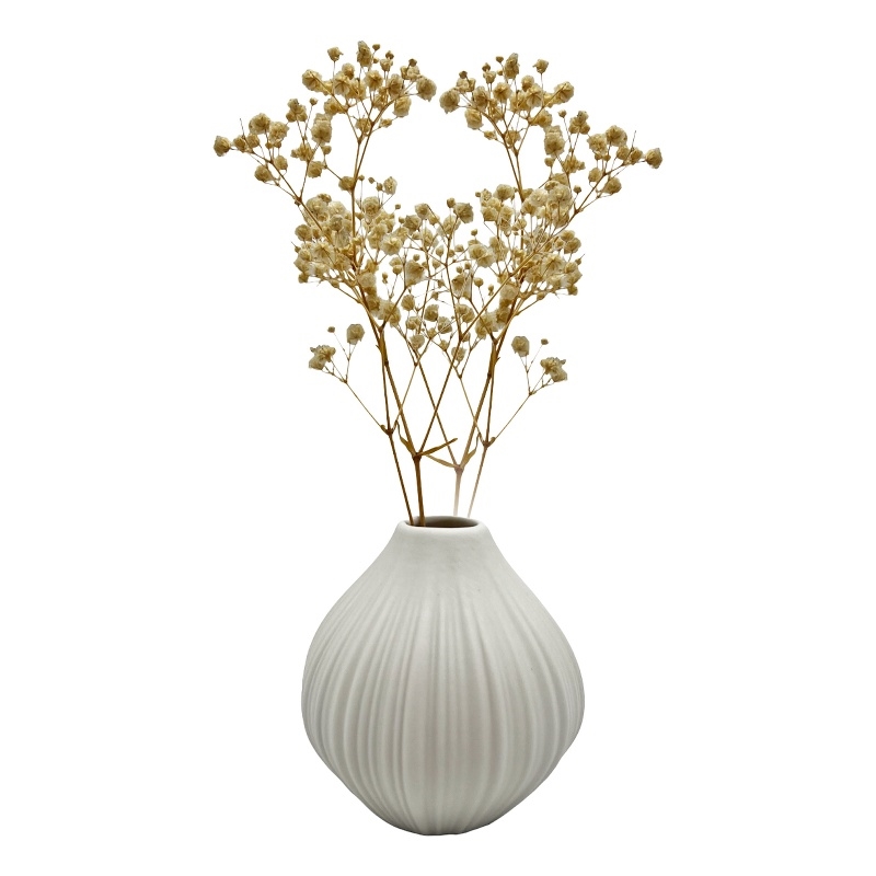 Bergamo Art Modern Onion Ceramic Vase in White