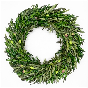 bergamo art preserved decorative real boxwood leaf and olive leaf wreath 21 inch