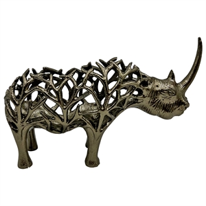 Bergamo Art 13 Inch Wide Handmade Aluminum Abstract Rhino Sculpture in Bronze