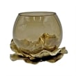 Bergamo Art 8Inch Wide Decorative Handmade Aluminum and Glass Round Bowl in Gold