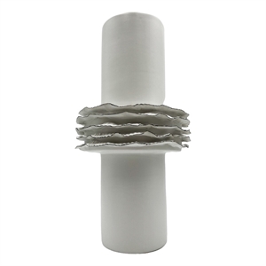 Bergamo Art 14 Inch Tall Modern White Ceramic Vase in White