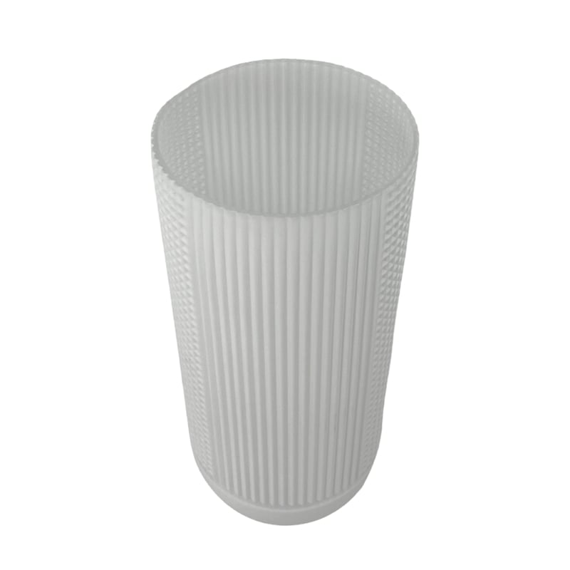 Bergamo Art 13 Inch Tall Decorative Handmade Glass Cylinder Flower Vase in White