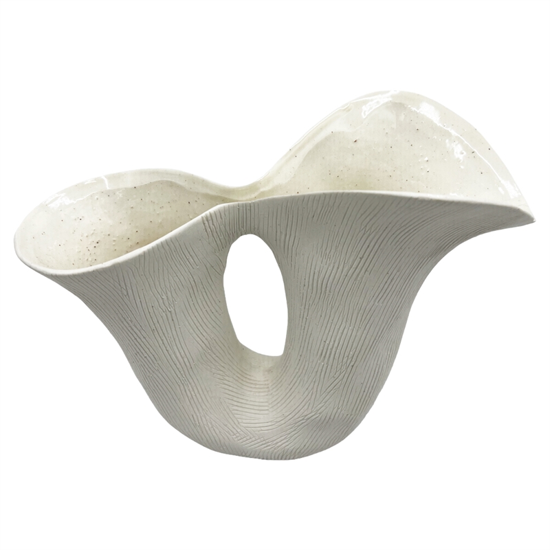 Bergamo Art Modern White Ceramic Vase in White