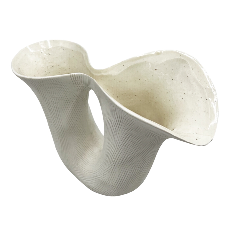 Bergamo Art Modern White Ceramic Vase in White