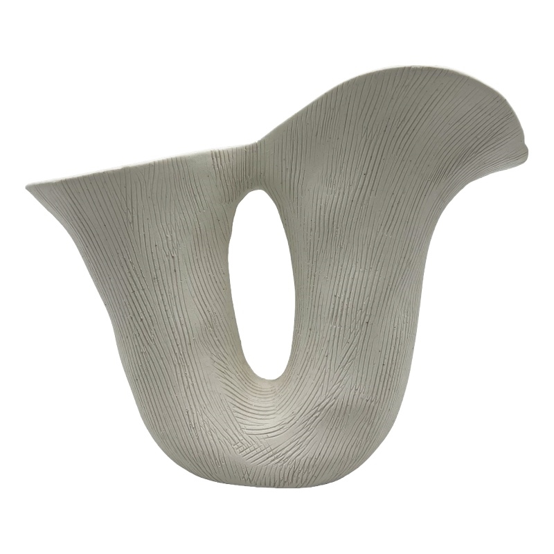 Bergamo Art Modern White Ceramic Vase in White