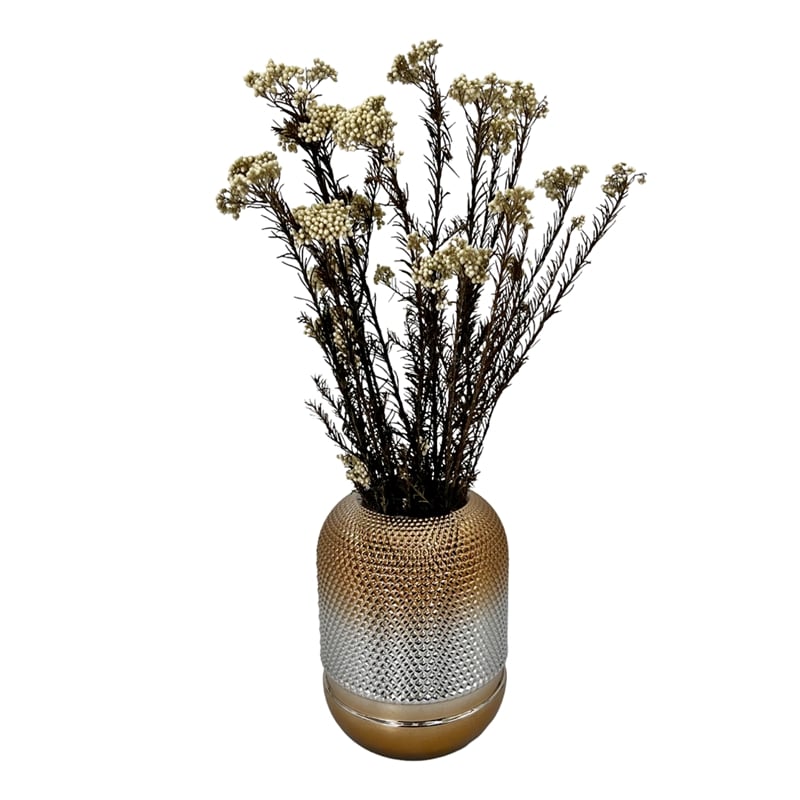 Bergamo Art 8 Inch Tall Decorative Handmade Glass Cylinder Flower Vase in Silver