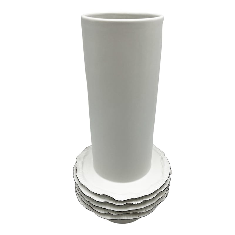 Bergamo Art 14 Inch Tall Modern White Ceramic Vase in White