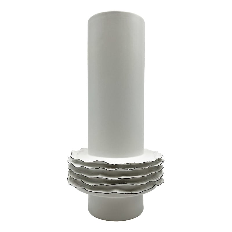 Bergamo Art 14 Inch Tall Modern White Ceramic Vase in White