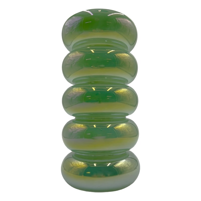 Bergamo Art Set of 2 Decorative Handmade Glass Bubble Vases for Flowers in Green