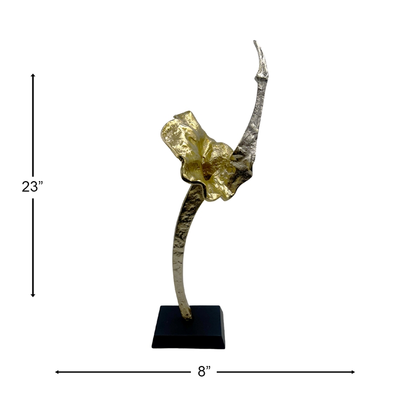 Bergamo Art Decorative Handmade Aluminum and Wood Abstract Sculpture in Gold