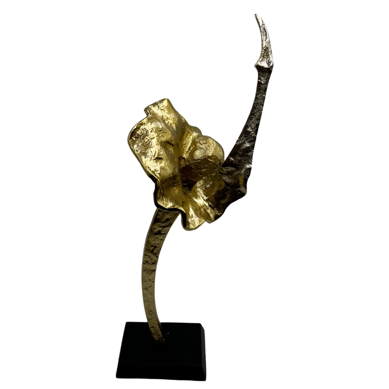 Bergamo Art Decorative Handmade Aluminum and Wood Abstract Sculpture in Gold