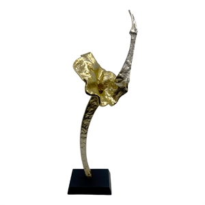 Bergamo Art Decorative Handmade Aluminum and Wood Abstract Sculpture in Gold