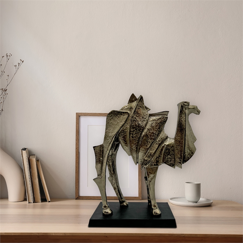 Bergamo Art 18 Inch Tall Handmade Aluminum Abstract Camel Sculpture in Bronze