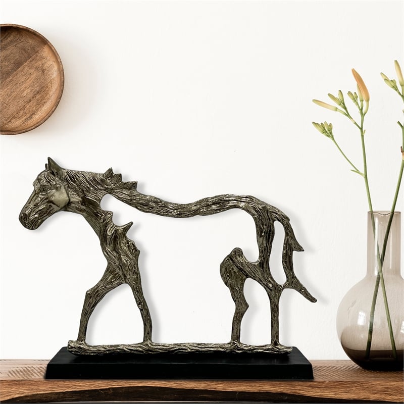 Bergamo Art Decorative Handmade Aluminum Horse Outline Sculpture in Bronze