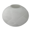 Bergamo Art 8 Inch Wide Decorative Handmade Glass Round Flower Vase in White