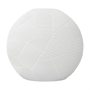 Bergamo Art 8 Inch Wide Decorative Handmade Glass Round Flower Vase in White