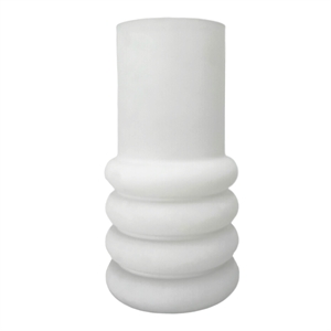Bergamo Art 11 Inch Tall Decorative Handmade Glass Cylinder Flower Vase in White