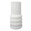 Bergamo Art 11 Inch Tall Decorative Handmade Glass Cylinder Flower Vase in White