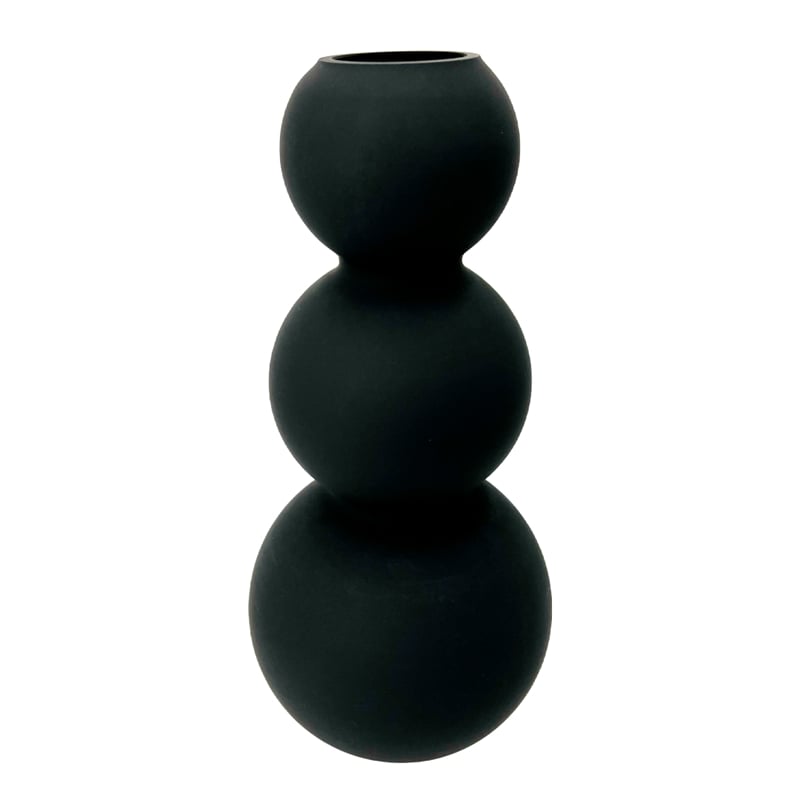 Bergamo Art 13 Inch Tall Handmade Glass Artistic Round Flower Vase in Black