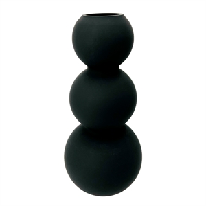 Bergamo Art 13 Inch Tall Handmade Glass Artistic Round Flower Vase in Black