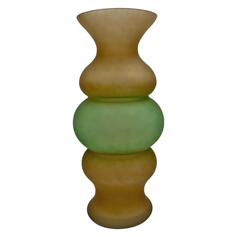 Bergamo Art Set of 2 Handmade Glass Bubble Flower Vases in Green and Brown
