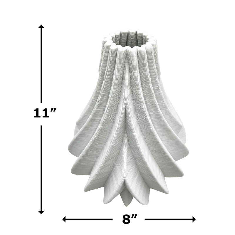 Bergamo Art 11 Inch Tall Modern White Ceramic Vase in White