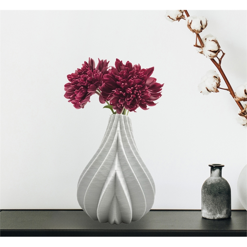 Bergamo Art 11 Inch Tall Modern White Ceramic Vase in White