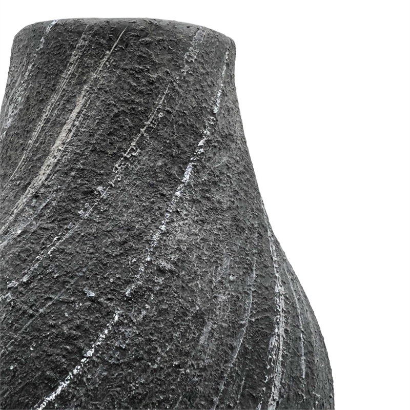 Bergamo Art 12 Inch Tall Modern Black Ceramic Vase in Black