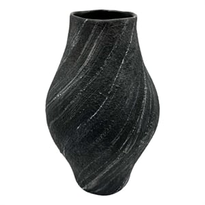 Bergamo Art 12 Inch Tall Modern Black Ceramic Vase in Black