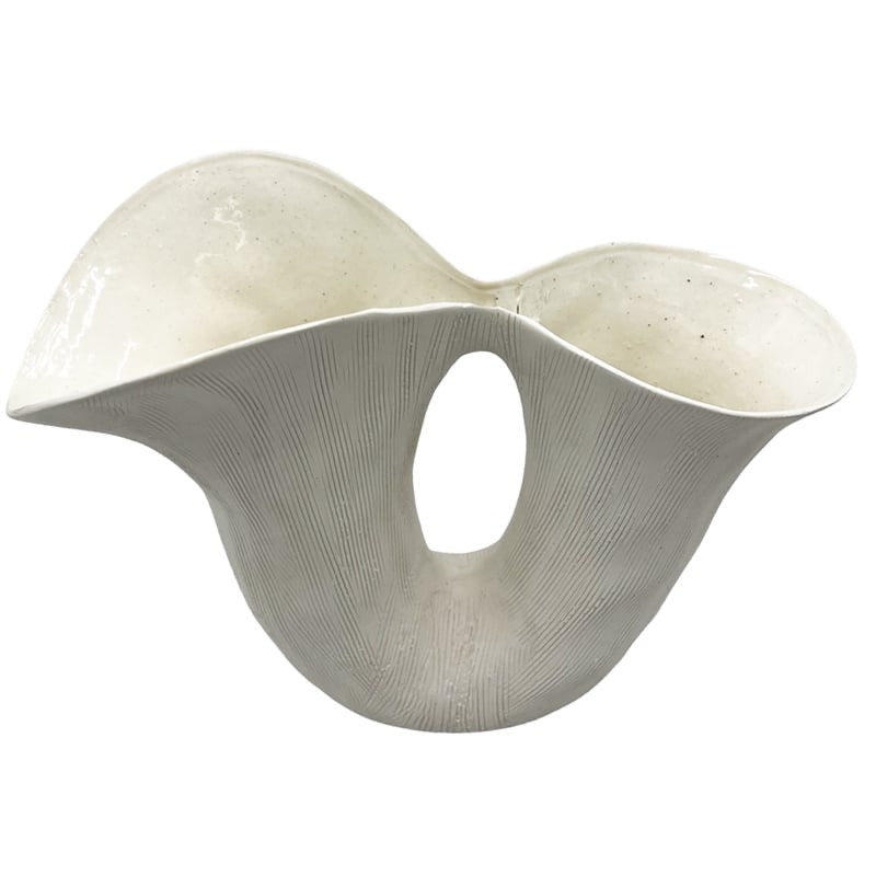 Bergamo Art Modern White Ceramic Vase in White