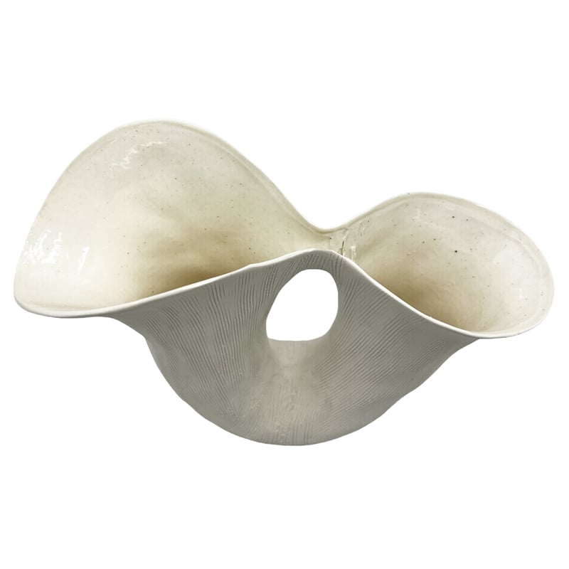 Bergamo Art Modern White Ceramic Vase in White