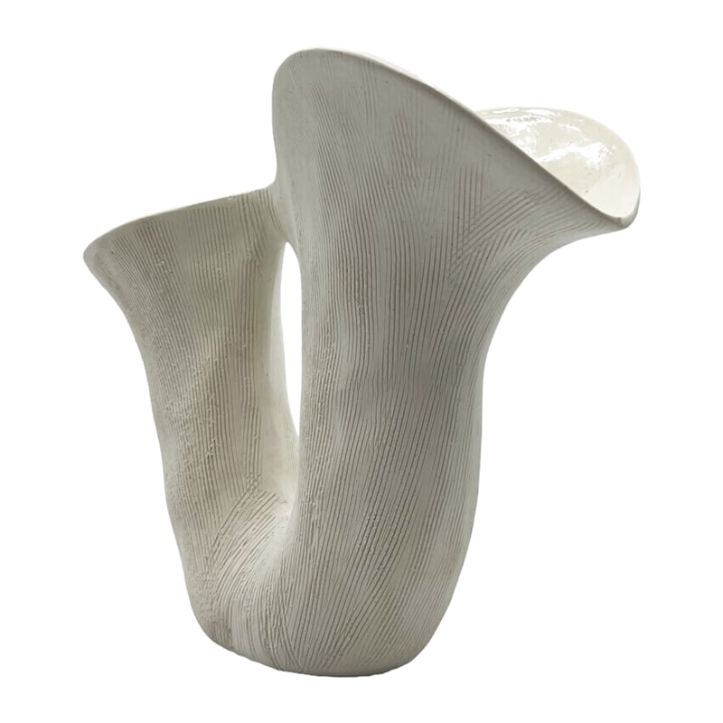Bergamo Art Modern White Ceramic Vase in White