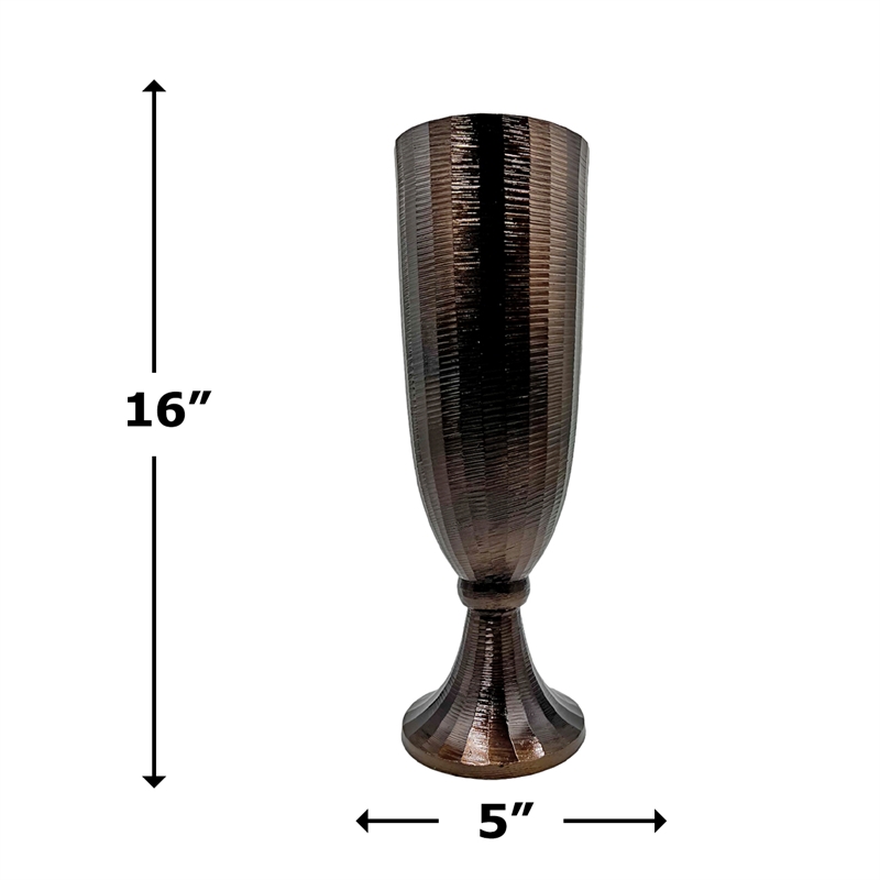 Bergamo Art 16 Inch Tall Decorative Handmade Aluminum Goblet Flower Vase Bronze