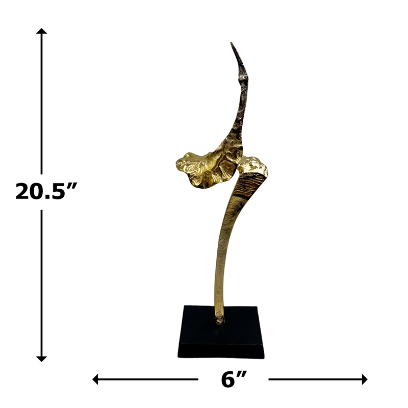 Bergamo Art Decorative Handmade Aluminum and Wood Abstract Sculpture in Gold