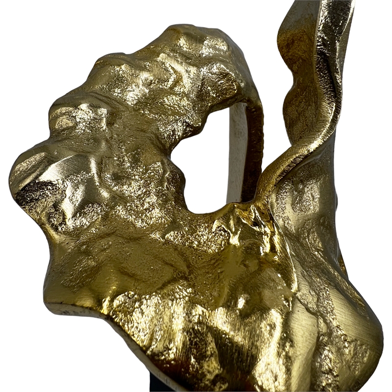 Bergamo Art Decorative Handmade Aluminum and Wood Abstract Sculpture in Gold