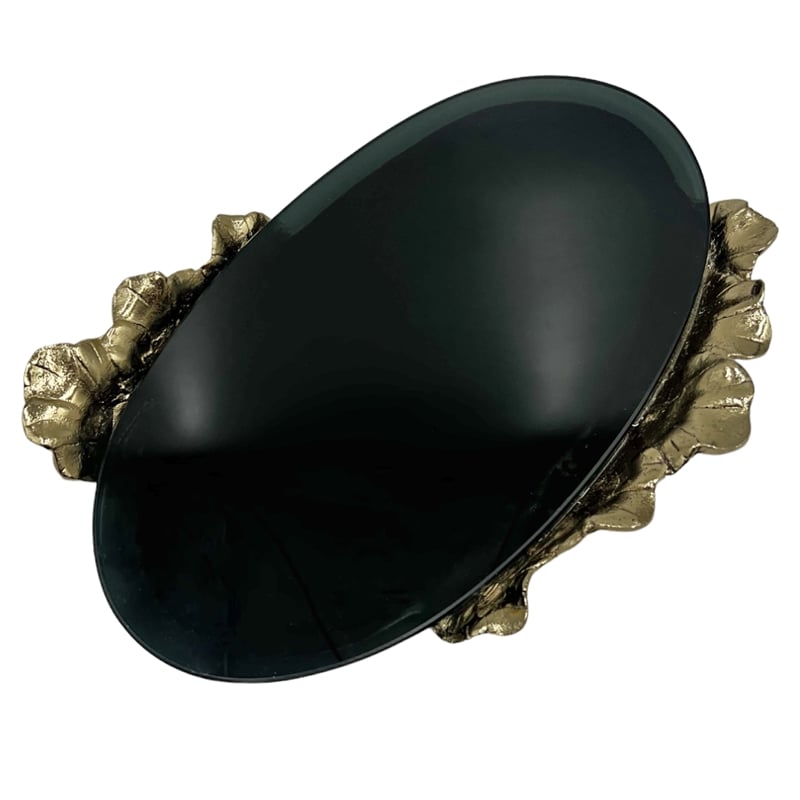 Bergamo Art 16 Inch Decorative Handmade Aluminum Oval Serving Tray in Gold