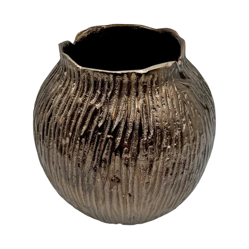Bergamo Art 8 Inch Tall Decorative Handmade Aluminum Flower Vase in Bronze