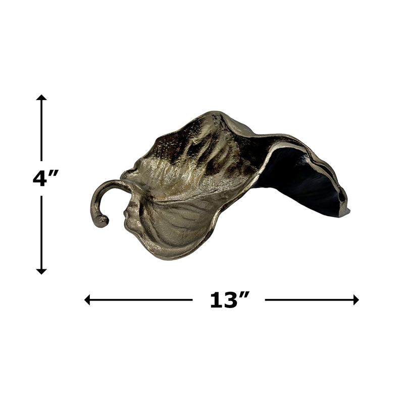 Bergamo Art 13 Inch Wide Handmade Aluminum Abstract Leaf Sculpture in Bronze
