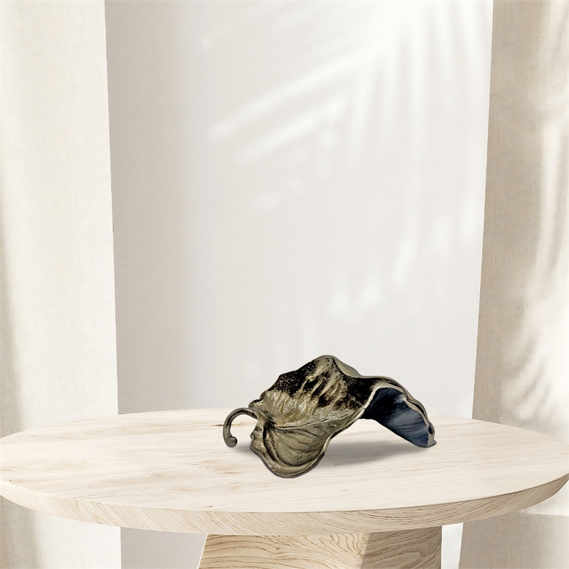 Bergamo Art 13 Inch Wide Handmade Aluminum Abstract Leaf Sculpture in Bronze