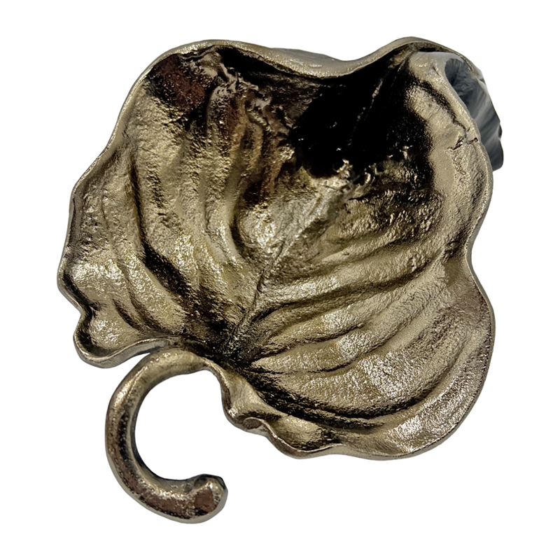 Bergamo Art 13 Inch Wide Handmade Aluminum Abstract Leaf Sculpture in Bronze