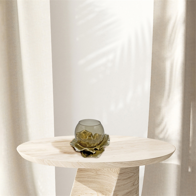Bergamo Art 7 Inch Wide Handmade Aluminum and Glass Modern Round Bowl in Bronze