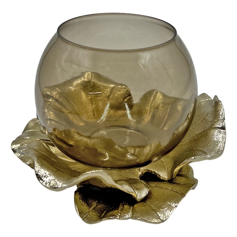 Bergamo Art 7 Inch Wide Handmade Aluminum and Glass Modern Round Bowl in Bronze