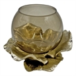 Bergamo Art 7 Inch Wide Handmade Aluminum and Glass Modern Round Bowl in Bronze